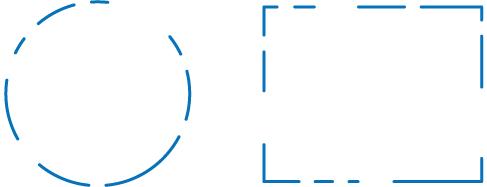 An illustration shows fragmented lines that would form a circle if they were connected. Another illustration shows fragmented lines that would form a square if they were connected.