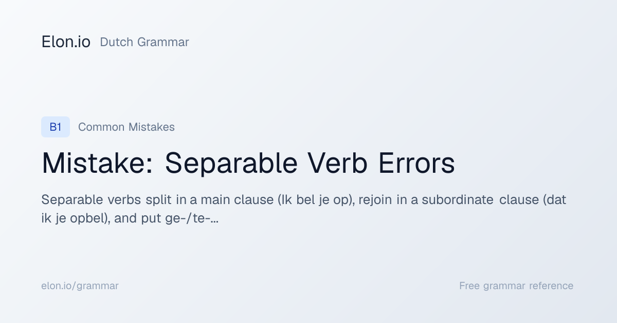 Mistake: Separable Verb Errors | Dutch Grammar | Elon.io
