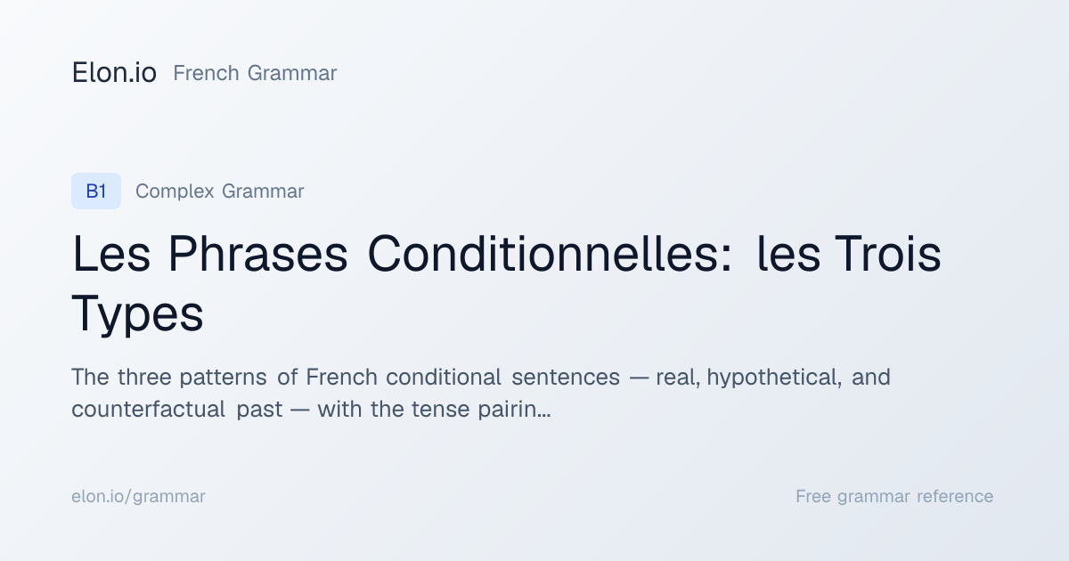 Les Phrases Conditionnelles: les Trois Types | French Grammar | Elon.io