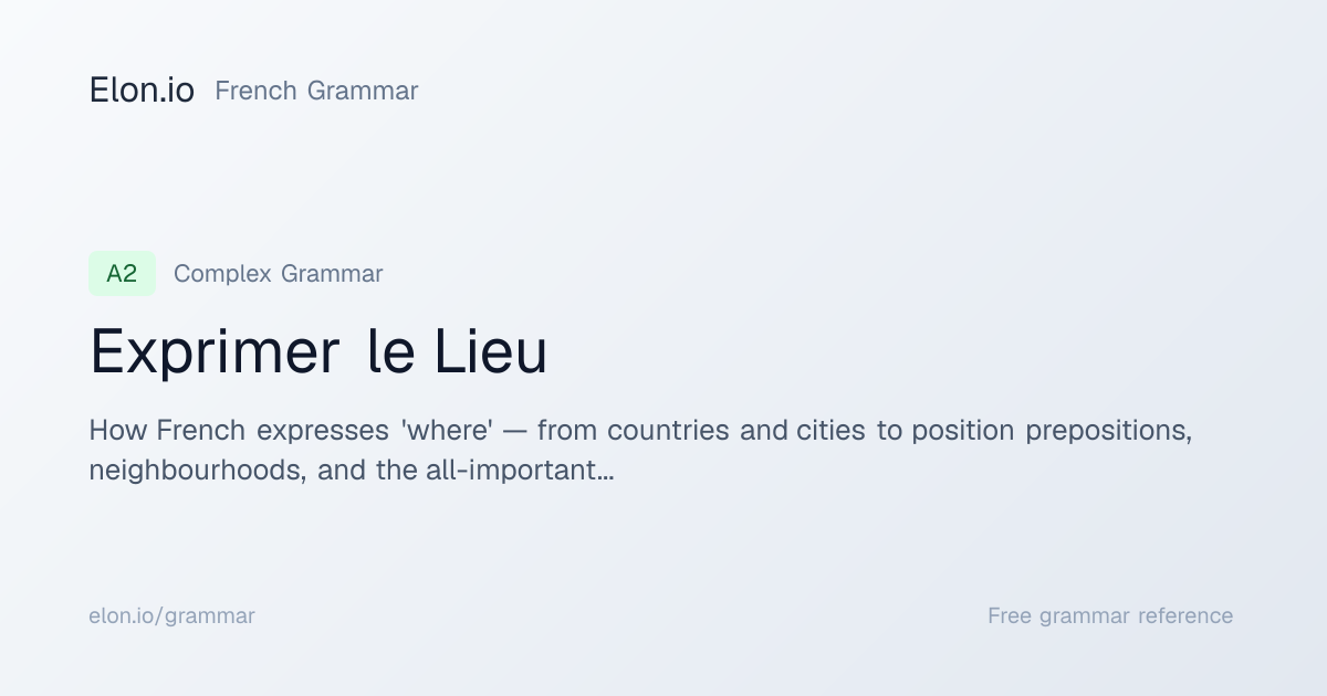 Exprimer le Lieu | French Grammar | Elon.io