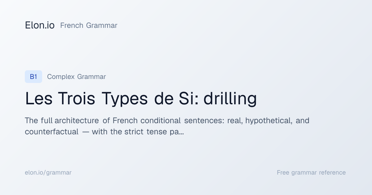 Les Trois Types de Si: drilling | French Grammar | Elon.io