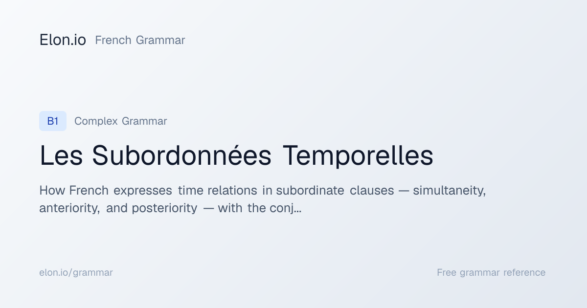 Les Subordonnées Temporelles | French Grammar | Elon.io