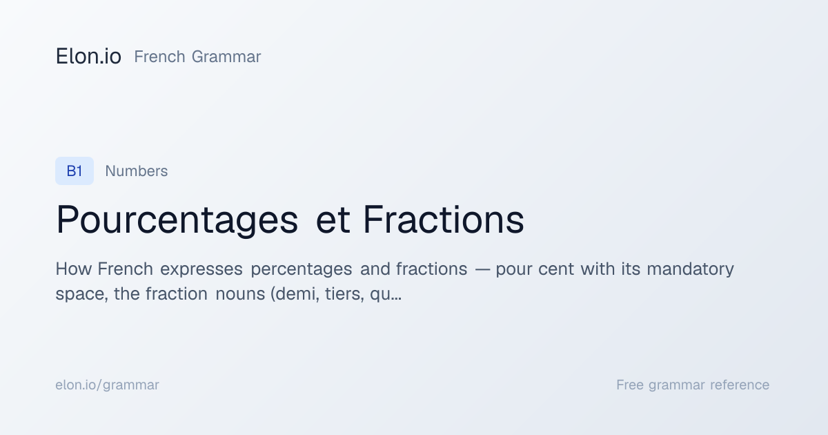 Pourcentages et Fractions | French Grammar | Elon.io