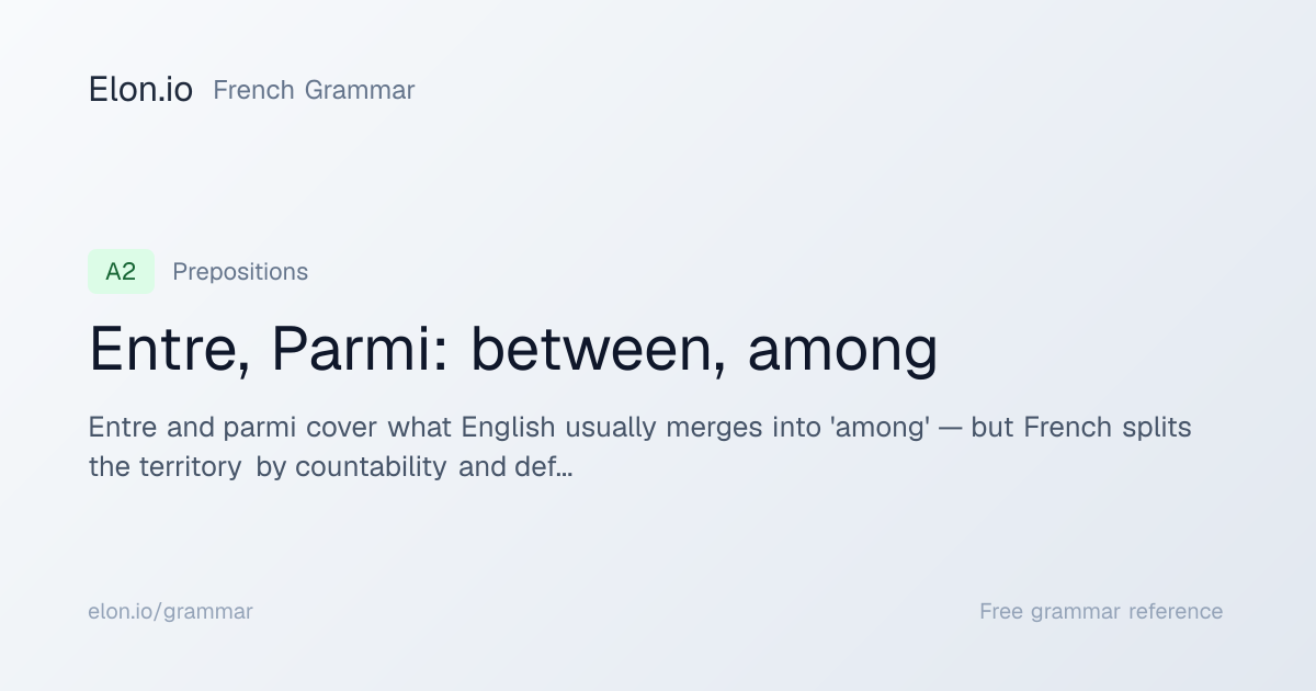 Entre, Parmi: between, among | French Grammar | Elon.io