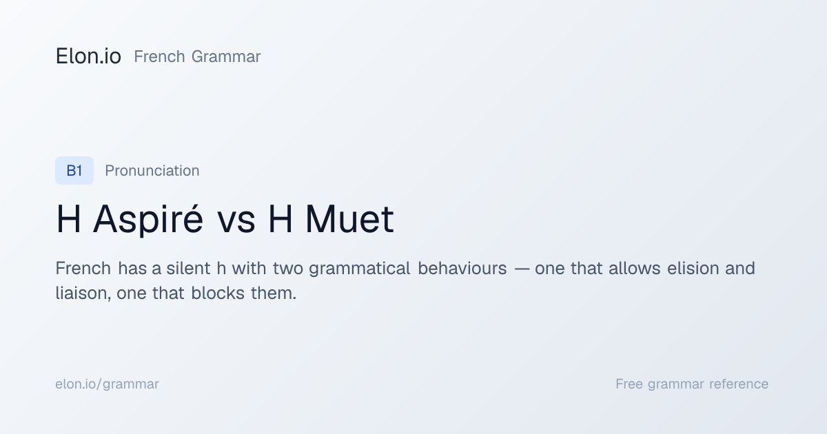 H Aspiré vs H Muet | French Grammar | Elon.io