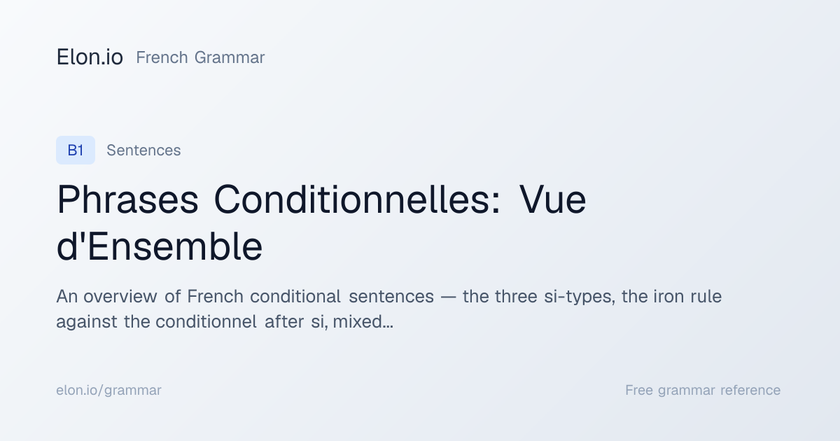 Phrases Conditionnelles: Vue d'Ensemble | French Grammar | Elon.io