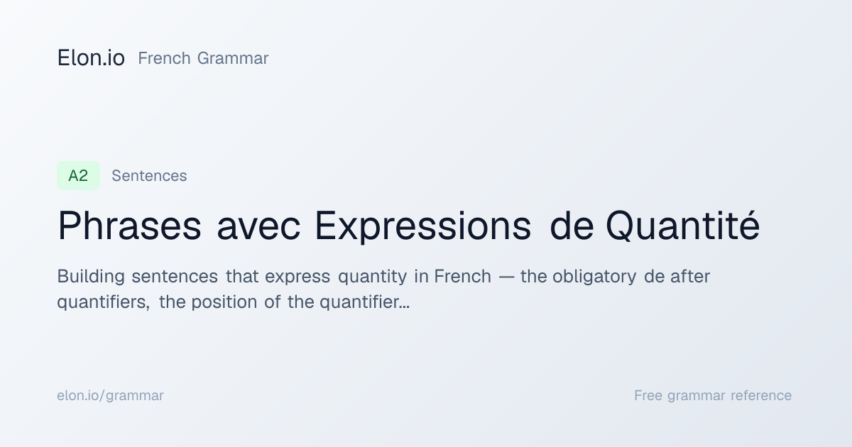 Phrases avec Expressions de Quantité | French Grammar | Elon.io