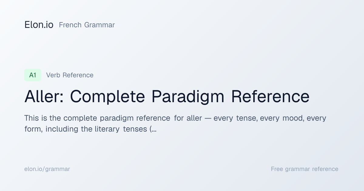 Aller: Complete Paradigm Reference | French Grammar | Elon.io