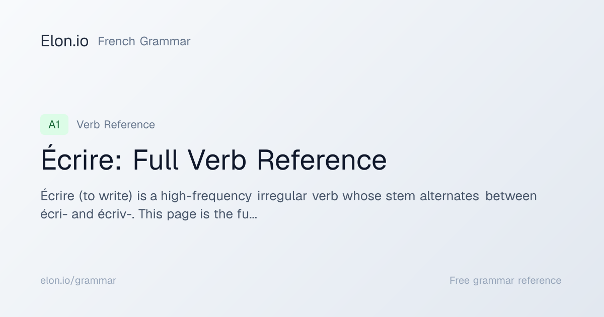 Écrire: Full Verb Reference | French Grammar | Elon.io