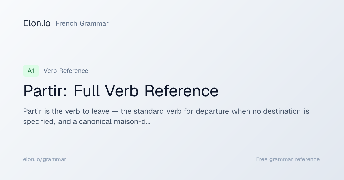 Partir: Full Verb Reference | French Grammar | Elon.io