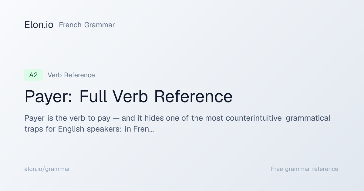 Payer: Full Verb Reference | French Grammar | Elon.io