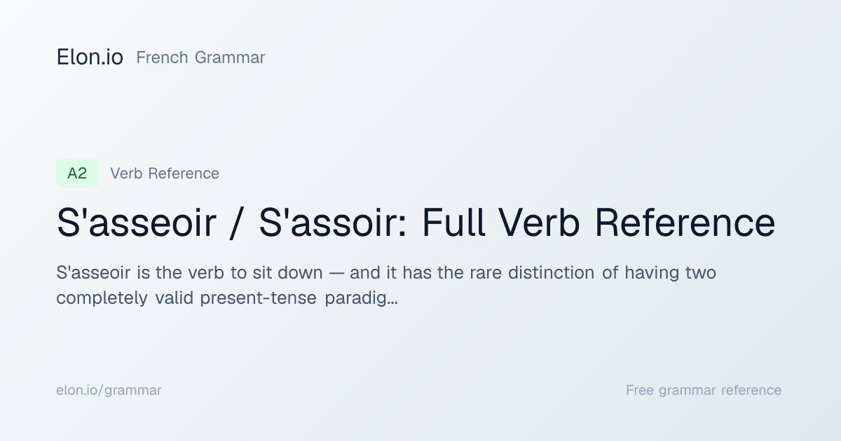 S'asseoir / S'assoir: Full Verb Reference | French Grammar | Elon.io