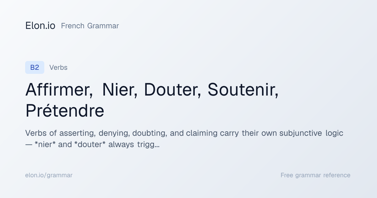 Affirmer, Nier, Douter, Soutenir, Prétendre | French Grammar | Elon.io