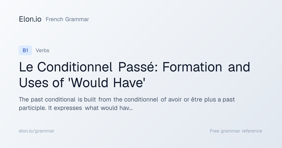 Le Conditionnel Passé: Formation and Uses of 'Would Have' | French ...