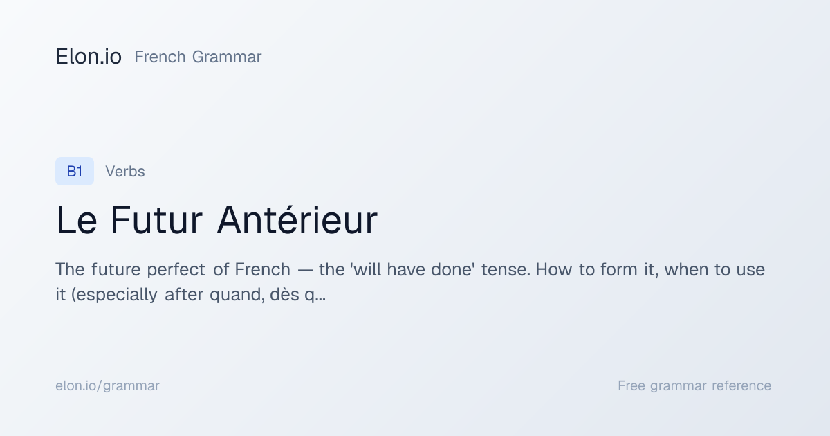 Le Futur Antérieur | French Grammar | Elon.io