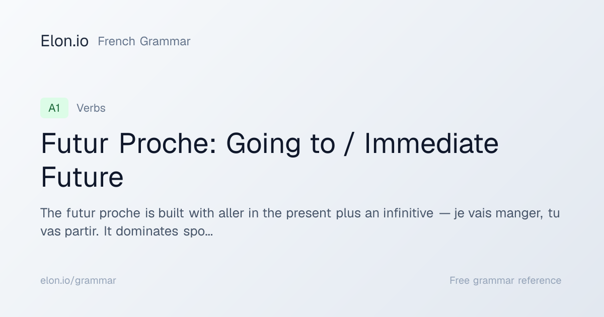 Futur Proche: Going to / Immediate Future | French Grammar | Elon.io