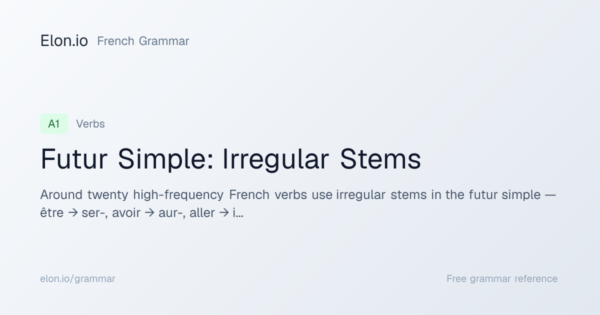 Futur Simple: Irregular Stems | French Grammar | Elon.io