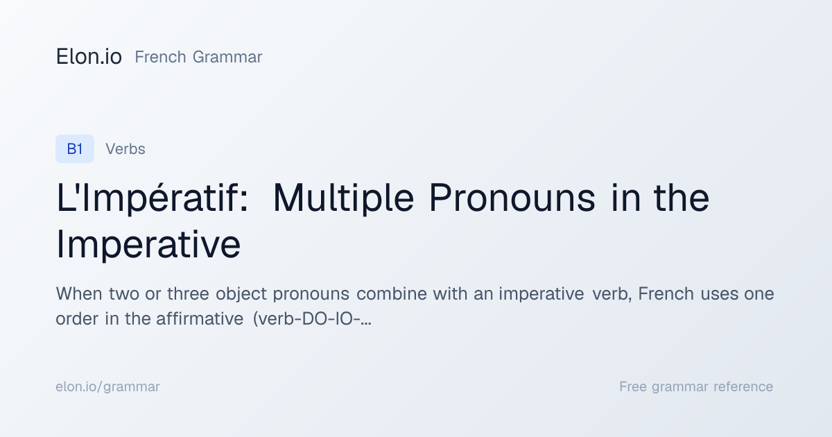 L'Impératif: Multiple Pronouns in the Imperative | French Grammar | Elon.io