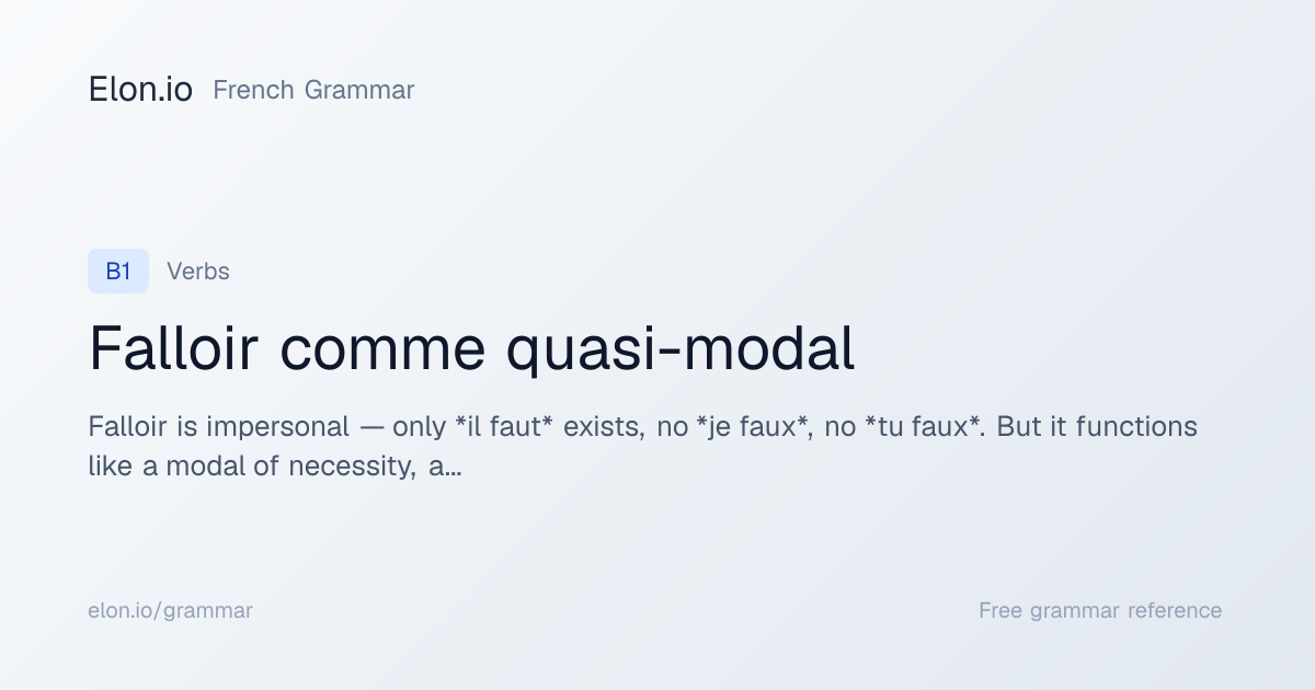 Falloir comme quasi-modal | French Grammar | Elon.io