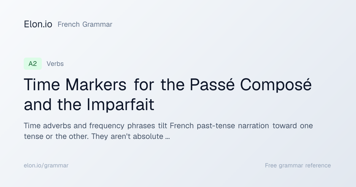 Time Markers for the Passé Composé and the Imparfait | French Grammar ...