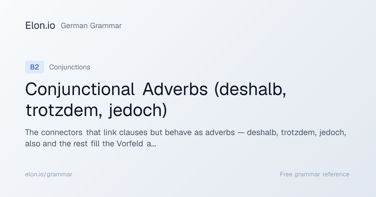 Conjunctional Adverbs (deshalb, trotzdem, jedoch) | German Grammar ...