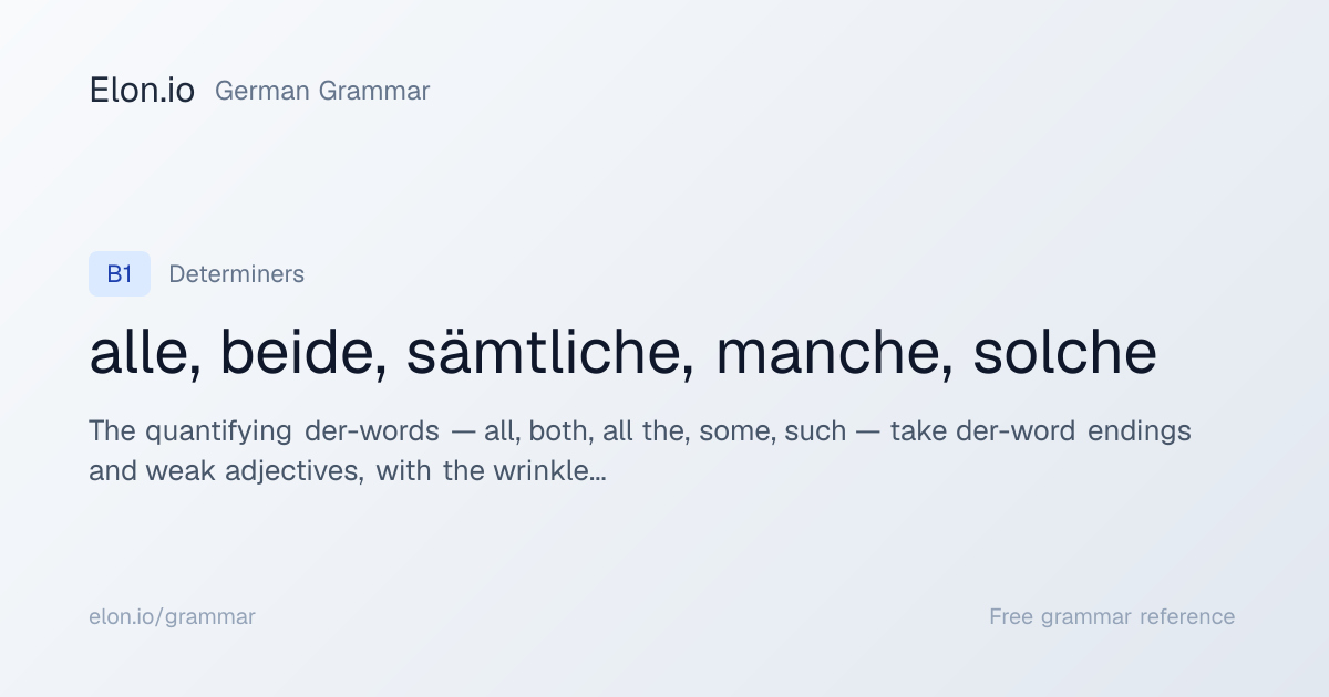 alle, beide, sämtliche, manche, solche | German Grammar | Elon.io