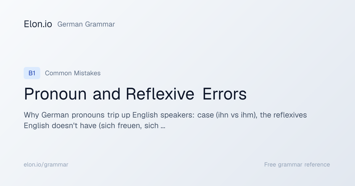 Pronoun and Reflexive Errors | German Grammar | Elon.io