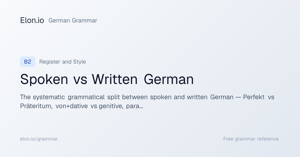 Spoken vs Written German | German Grammar | Elon.io