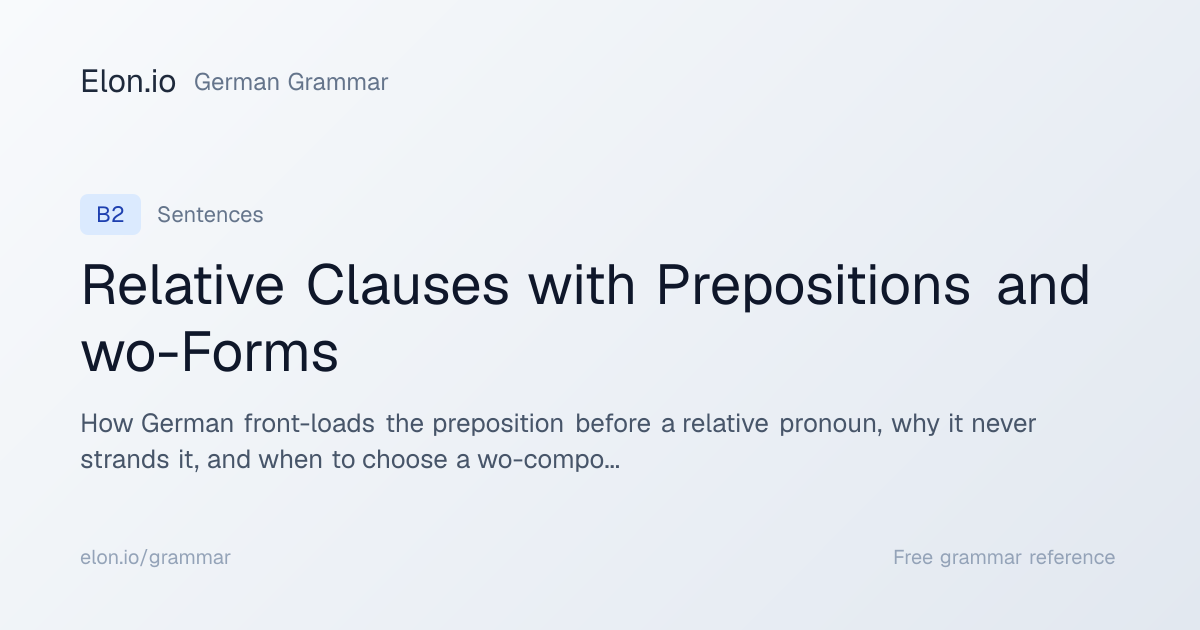 Relative Clauses with Prepositions and wo-Forms | German Grammar | Elon.io