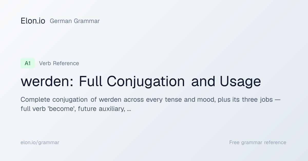 werden: Full Conjugation and Usage | German Grammar | Elon.io