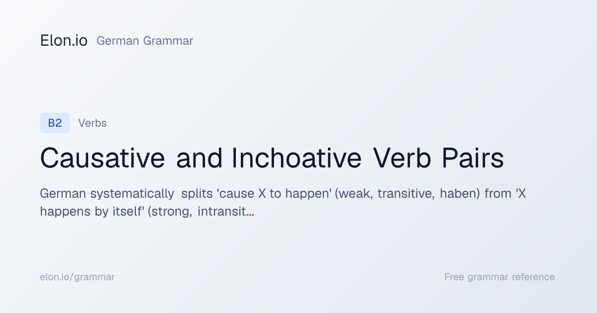 Causative and Inchoative Verb Pairs | German Grammar | Elon.io