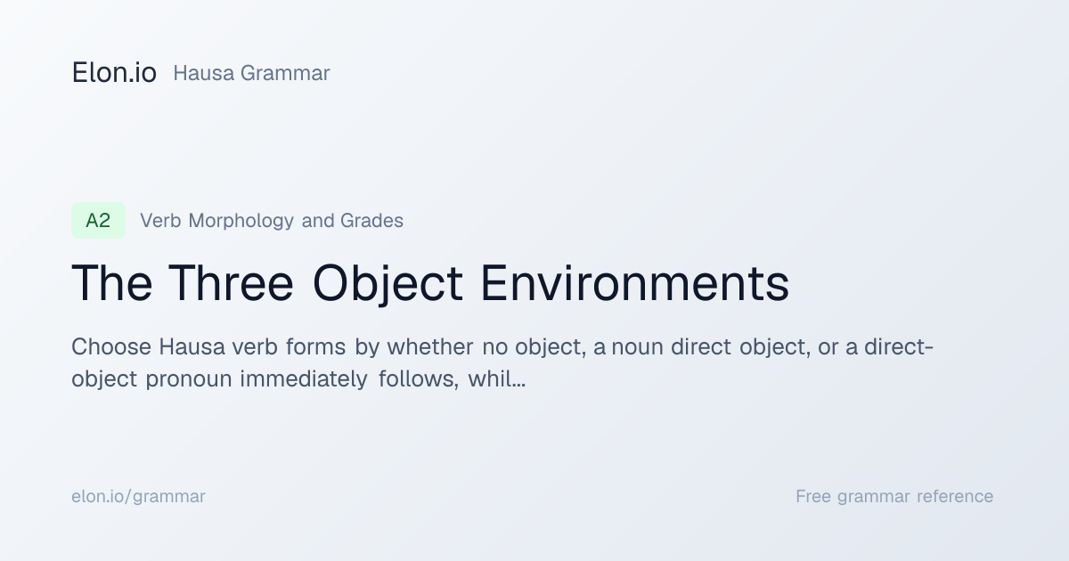 The Three Object Environments | Hausa Grammar | Elon.io