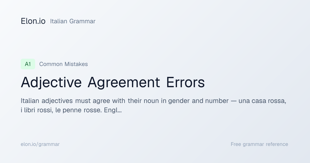 Adjective Agreement Errors | Italian Grammar | Elon.io