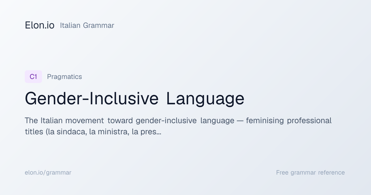 Gender-Inclusive Language | Italian Grammar | Elon.io