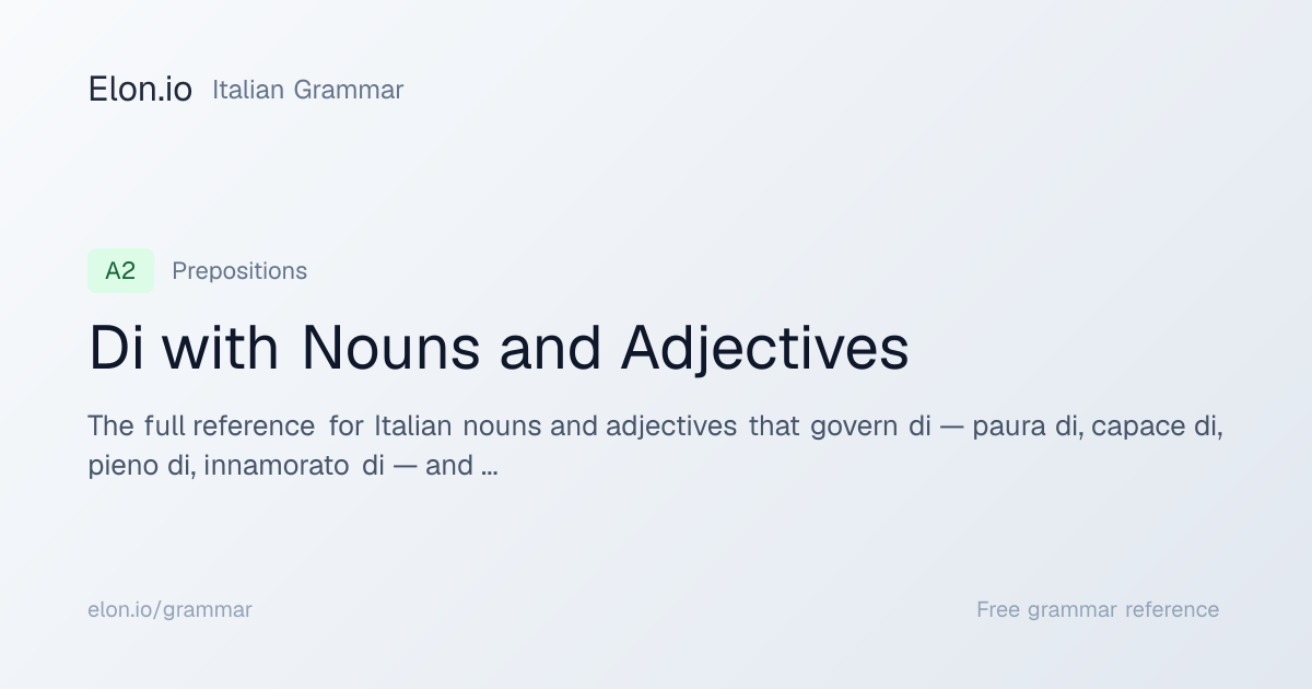 Di with Nouns and Adjectives | Italian Grammar | Elon.io