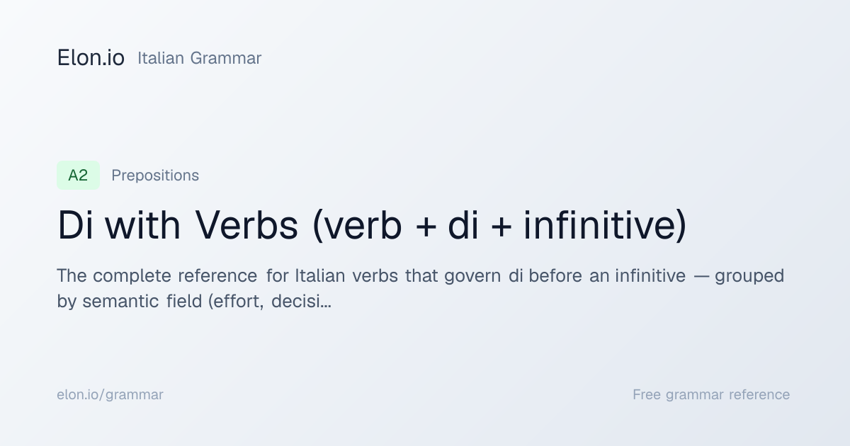 Di with Verbs (verb + di + infinitive) | Italian Grammar | Elon.io