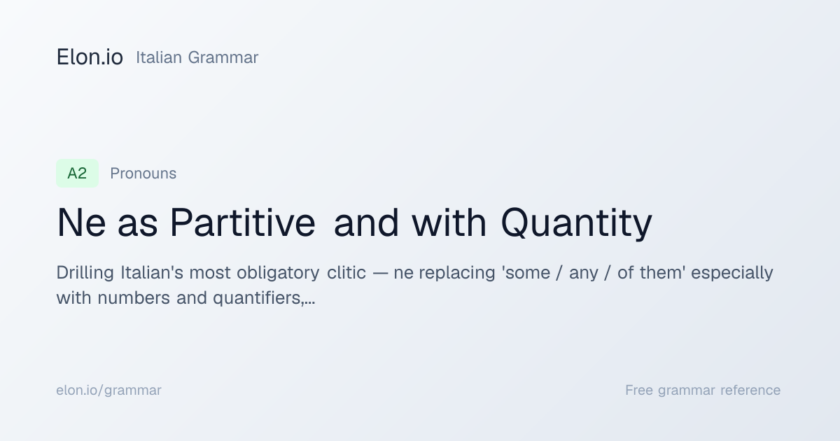 Ne as Partitive and with Quantity | Italian Grammar | Elon.io