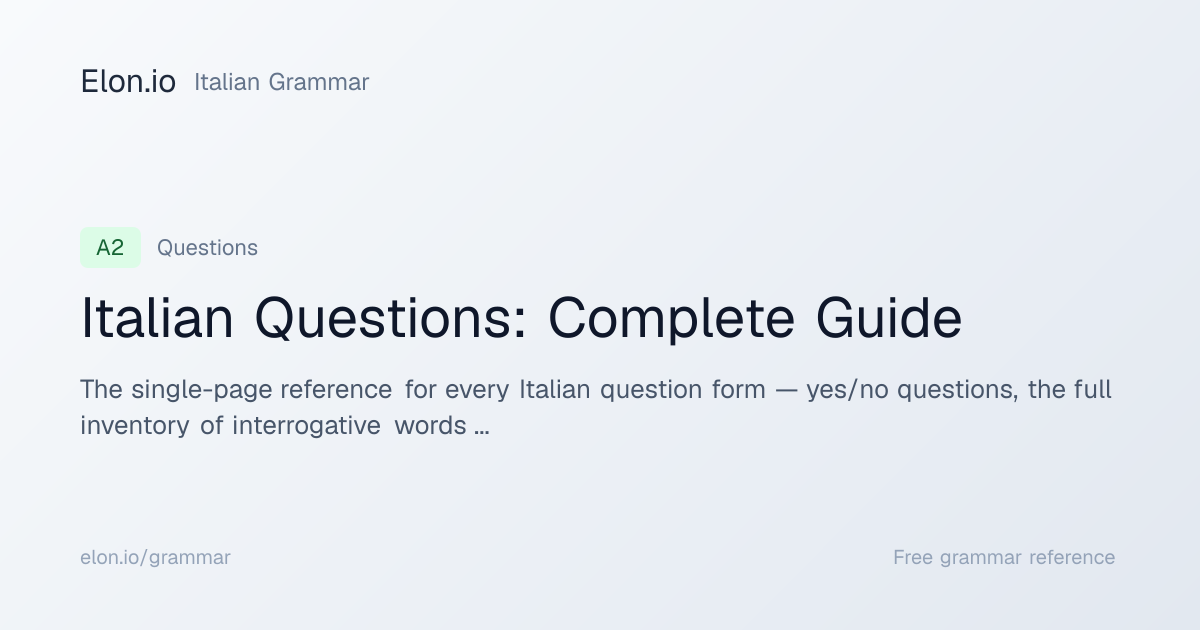 Italian Questions: Complete Guide | Italian Grammar | Elon.io