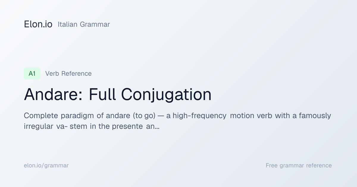 Andare: Full Conjugation | Italian Grammar | Elon.io