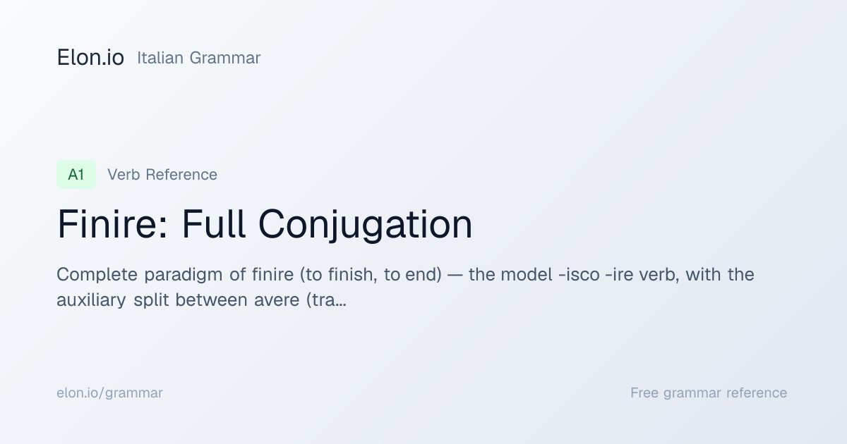 Finire: Full Conjugation | Italian Grammar | Elon.io