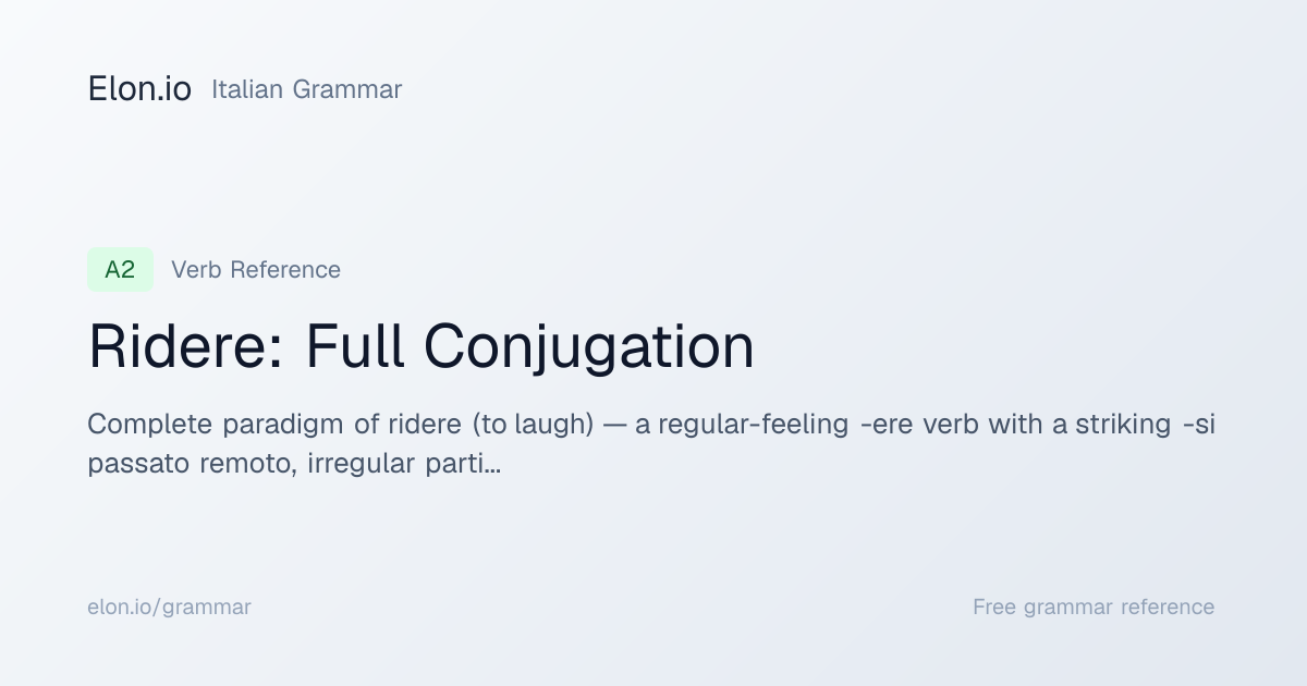 Ridere: Full Conjugation | Italian Grammar | Elon.io