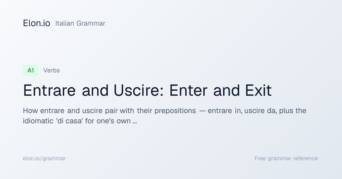 Entrare and Uscire: Enter and Exit | Italian Grammar | Elon.io