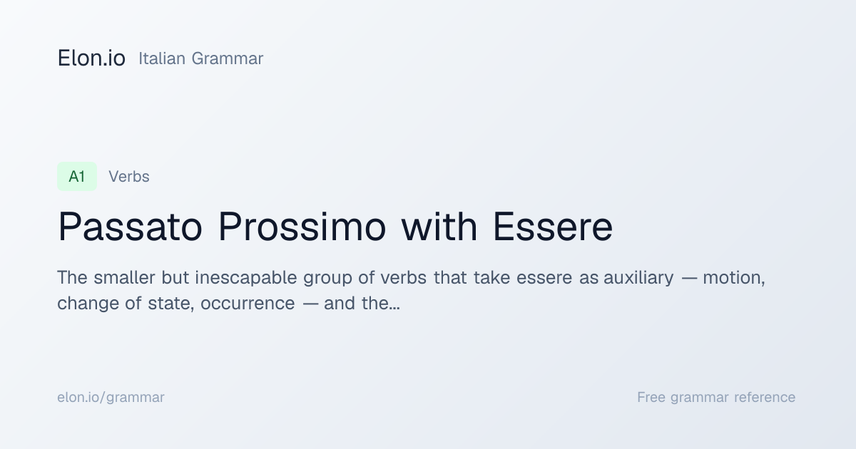 Passato Prossimo with Essere | Italian Grammar | Elon.io