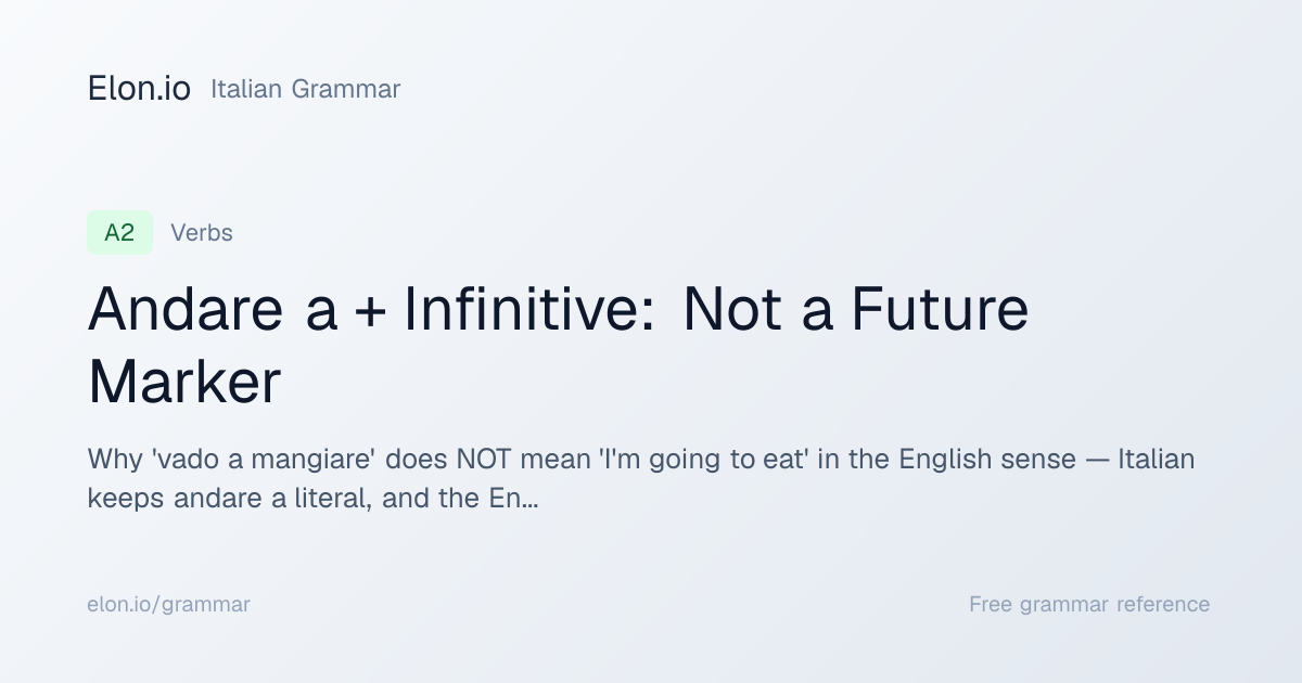 Andare a + Infinitive: Not a Future Marker | Italian Grammar | Elon.io