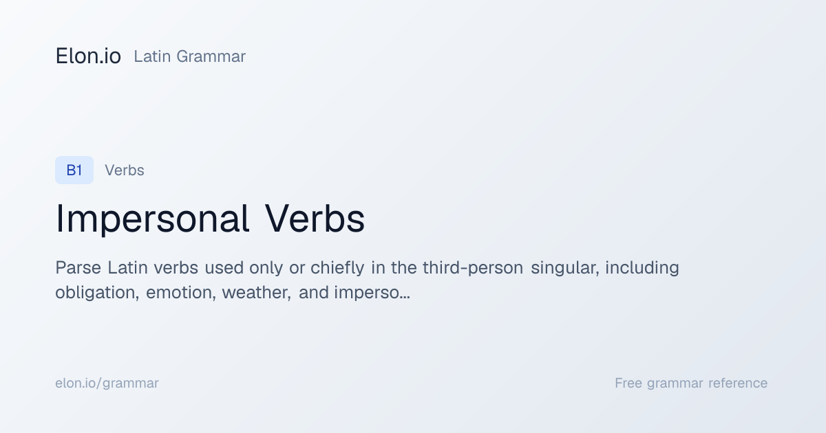 Impersonal Verbs | Latin Grammar | Elon.io