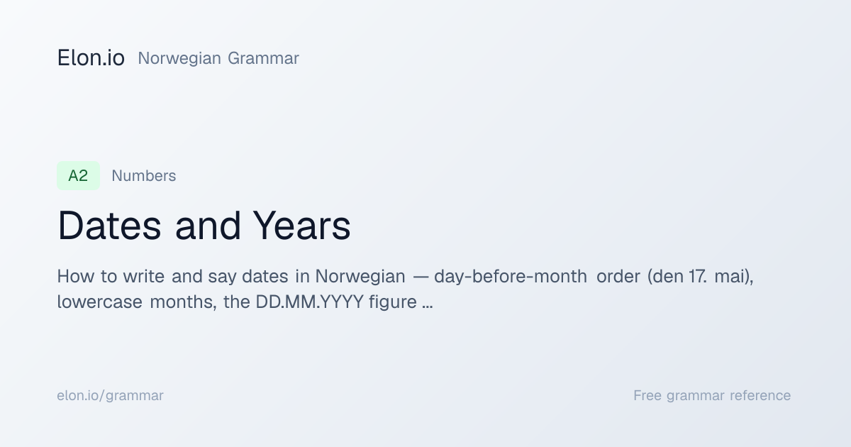 Dates and Years | Norwegian Grammar | Elon.io