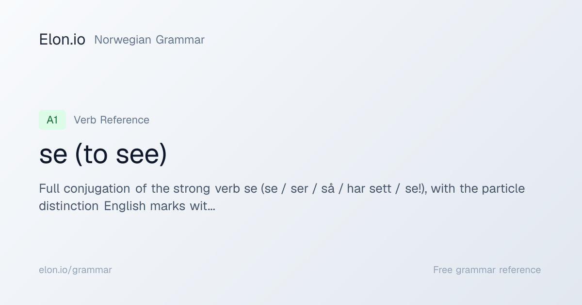 se (to see) | Norwegian Grammar | Elon.io