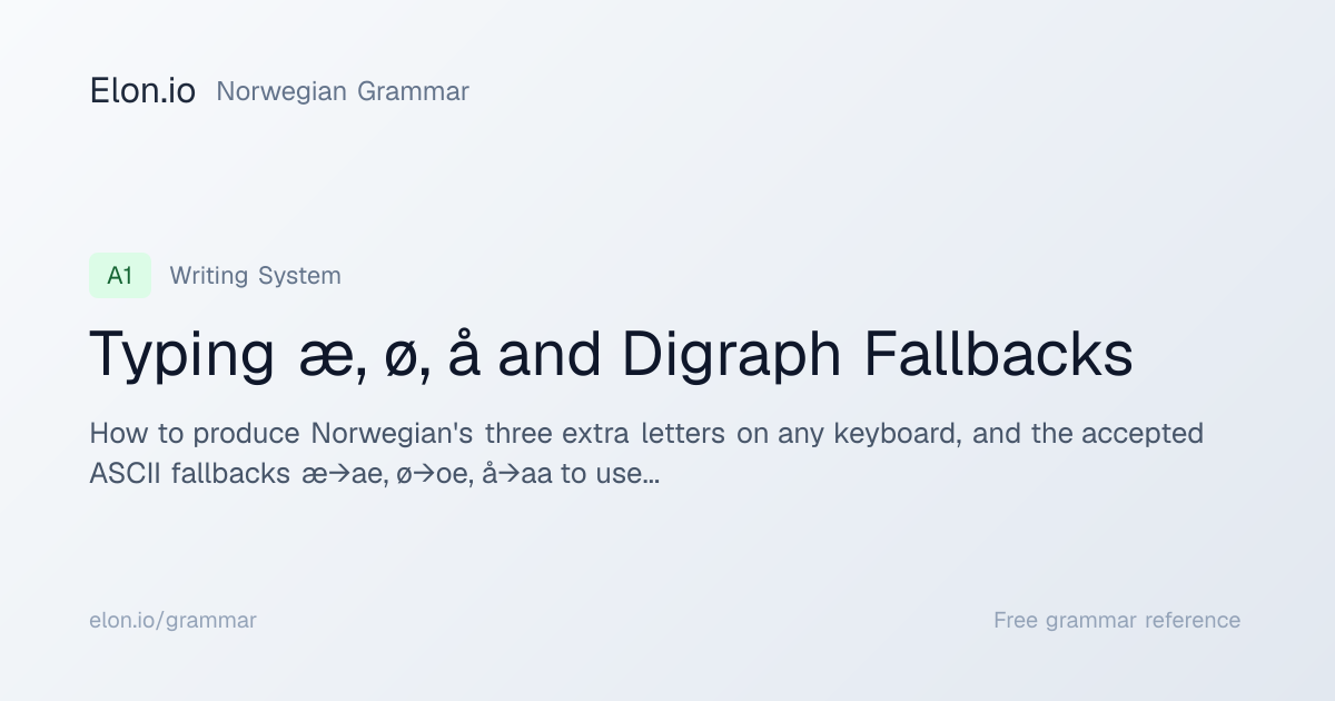 Typing æ, ø, å and Digraph Fallbacks | Norwegian Grammar | Elon.io