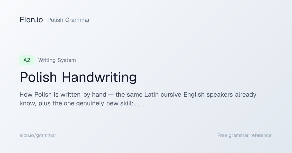 Polish Handwriting | Polish Grammar | Elon.io