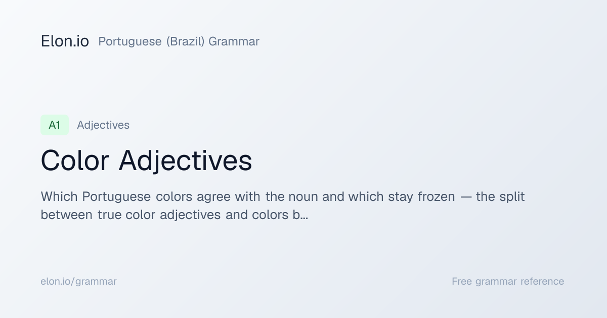 Color Adjectives | Portuguese (Brazil) Grammar | Elon.io